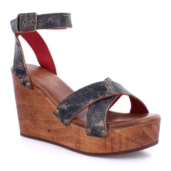 Bed Stu Grettell Wedge Sandals Black Lux